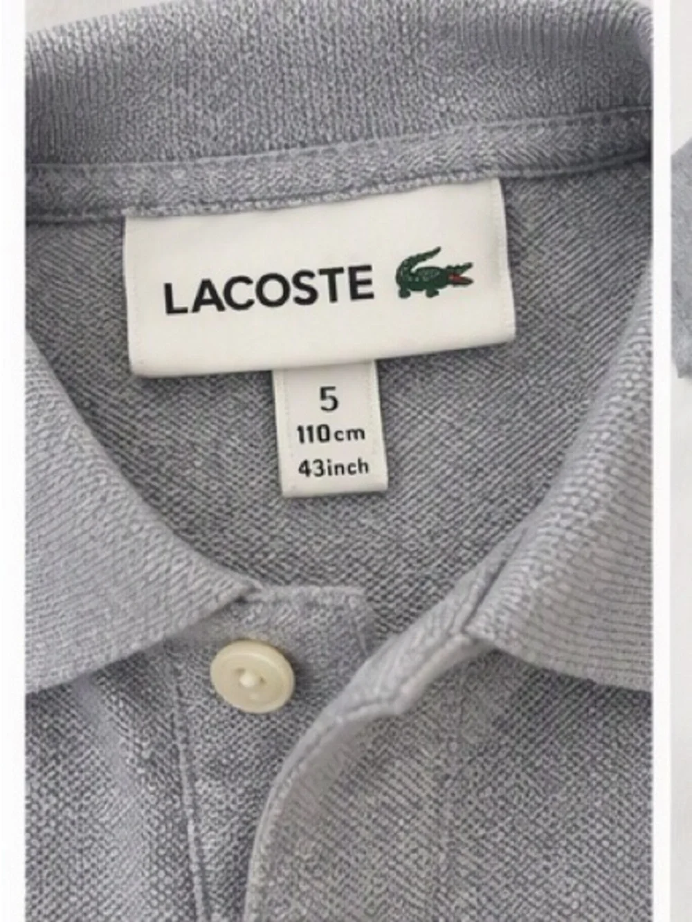 Lacoste Light Gray Boys' Pique Polo with Crocodile Logo